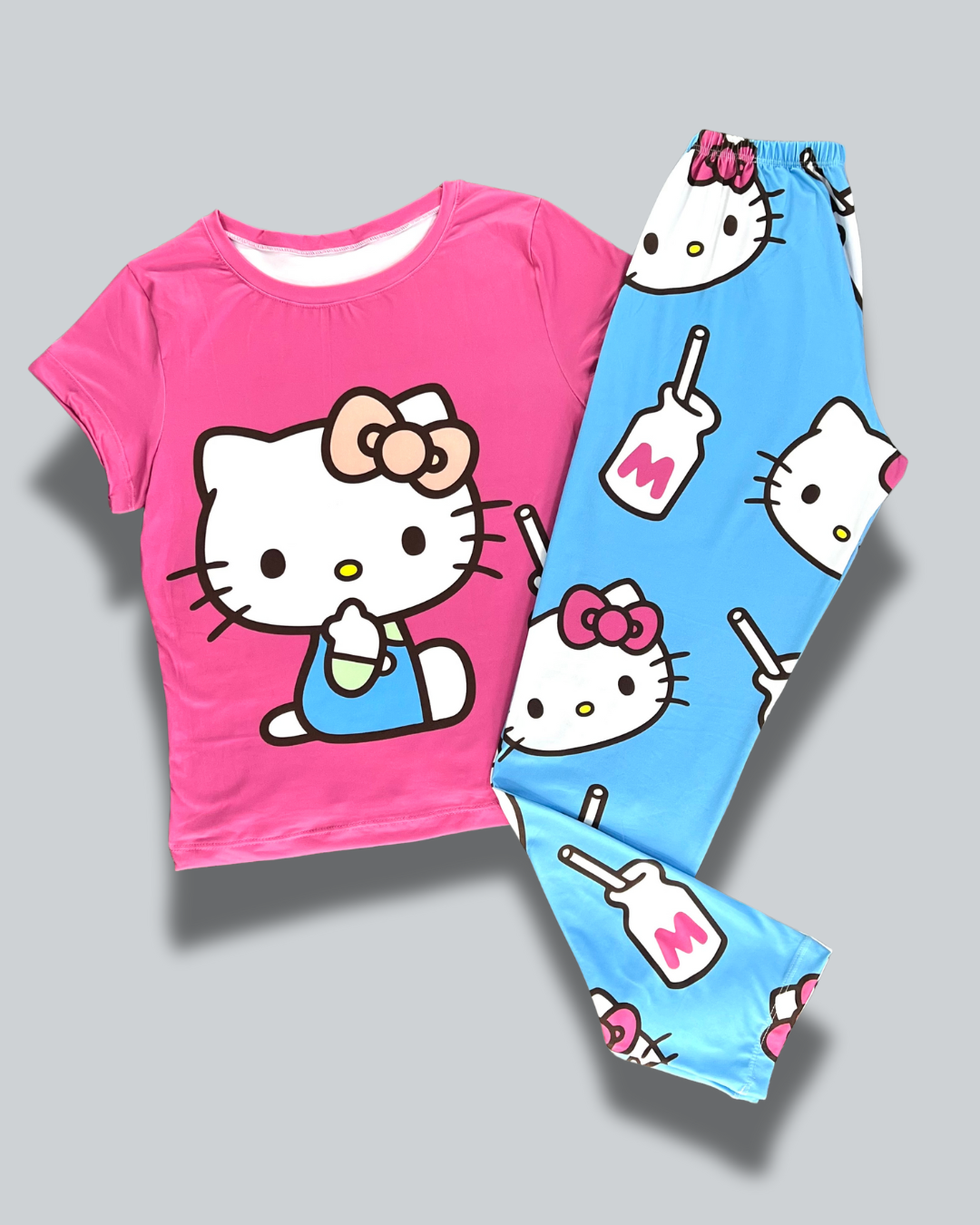 Pijama Dama Pantalón Hello Kitty Azul y Rosado