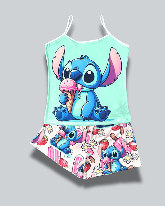 Pijama Dama Short Plus Stitch Helado