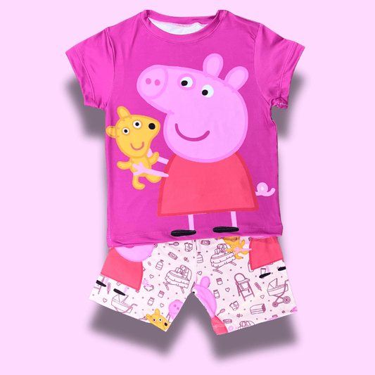 Pijama piel de durazno niña Peppa y dinosaurio