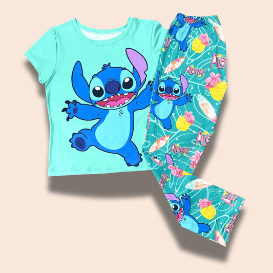 Pijama dama plus Stitch Aloha – Comodidad tropical