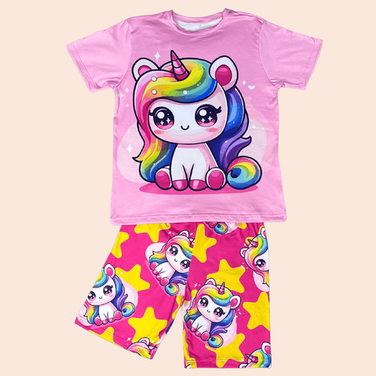 Pijama Niña Short Unicornio Arcoíris