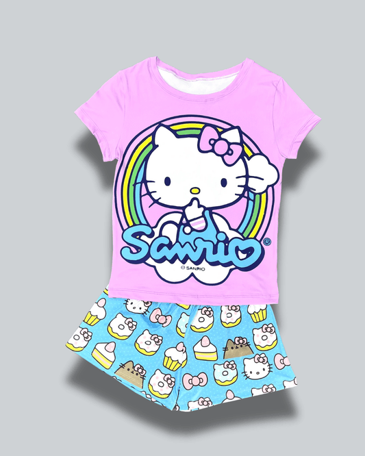 Pijama Dama Short Hello Kitty Arcoíris