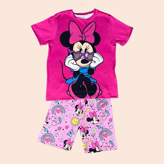 Pijama Niña Short Minnie Arcoíris