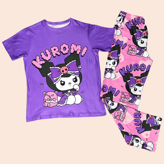 Pijama Niña Pantalón Kuromi Morado y Rosa