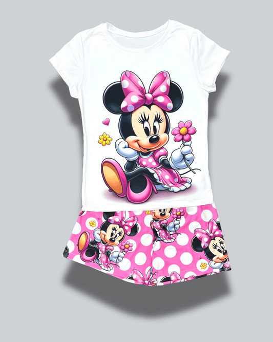 Pijama Dama Short Minnie Flor Rosada