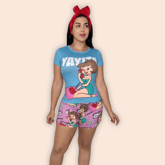 Pijama Dama Short Blusa de Mangas Yayita