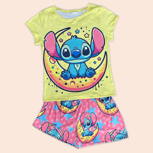 Pijama Short Blusa de Mangas Stich en la Luna
