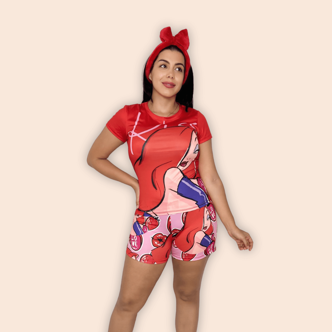 Pijama Dama Short Blusa de Mangas Jessica Rabbit