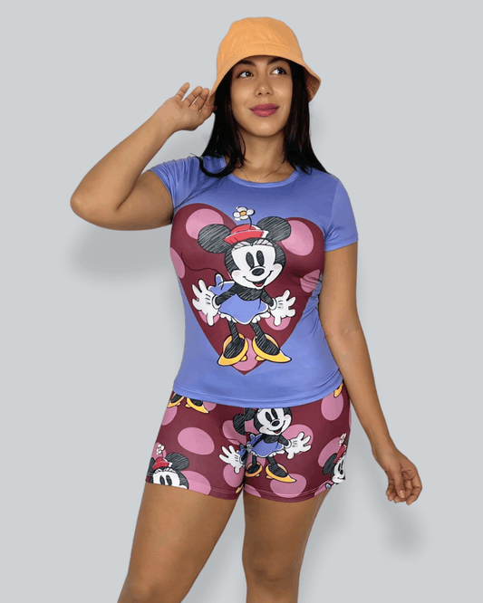 Pijama Dama Short Minnie Sombrero Flor