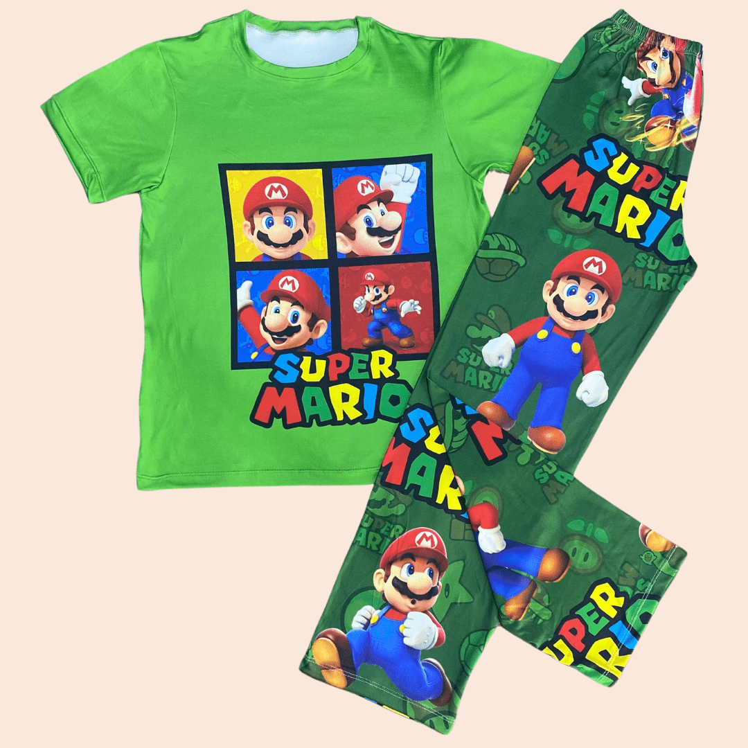 Pijama Niño Pantalón Super Mario Verde