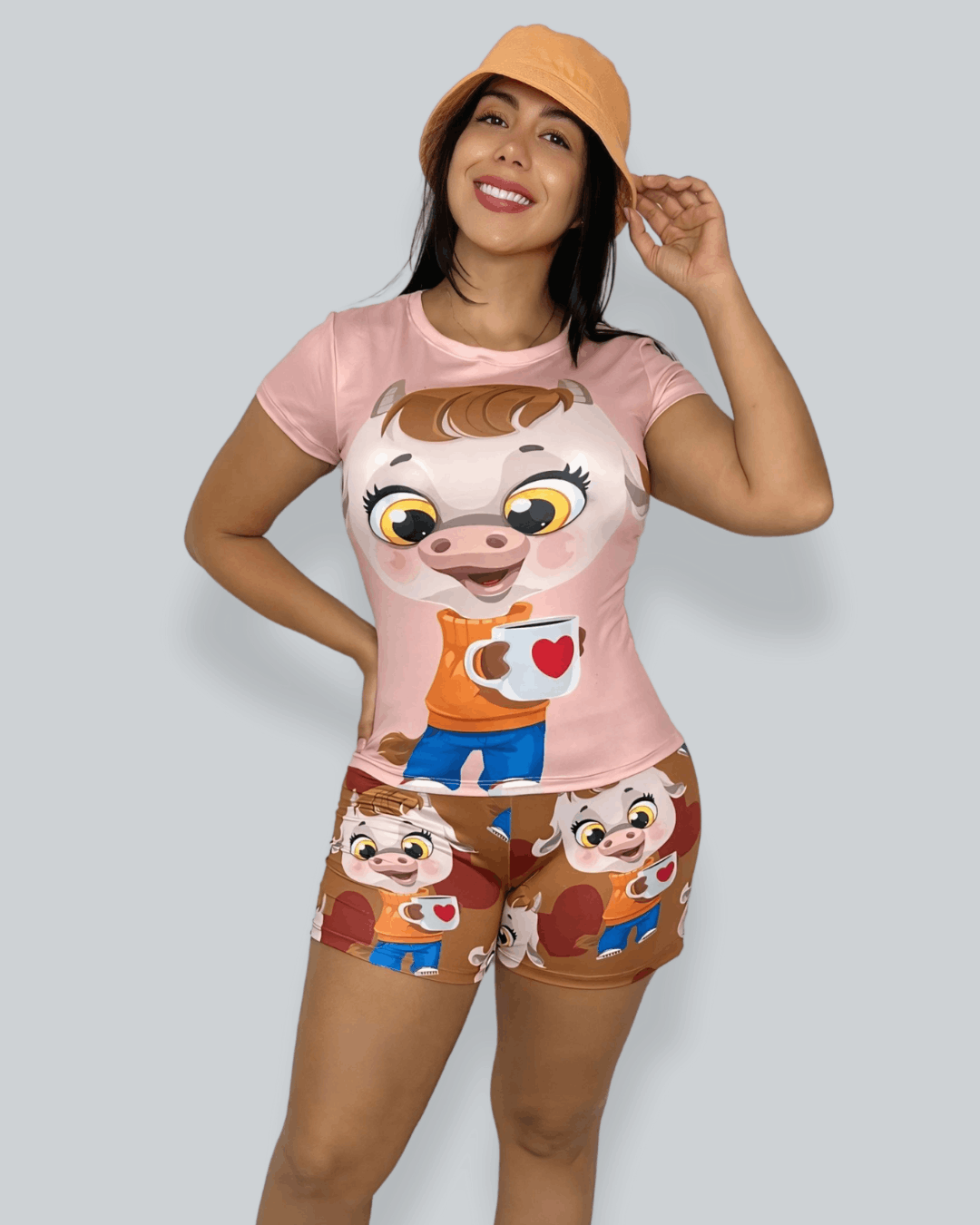 Pijama Dama Short Vaca Love