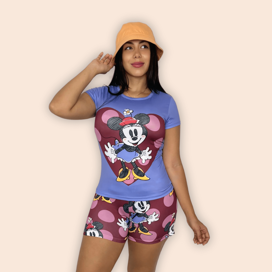 Pijama Dama Short Blusa de Mangas Minnie Vintage