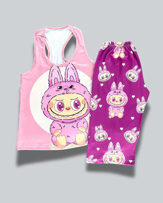 Pijama Dama Capri Labubu Rosa