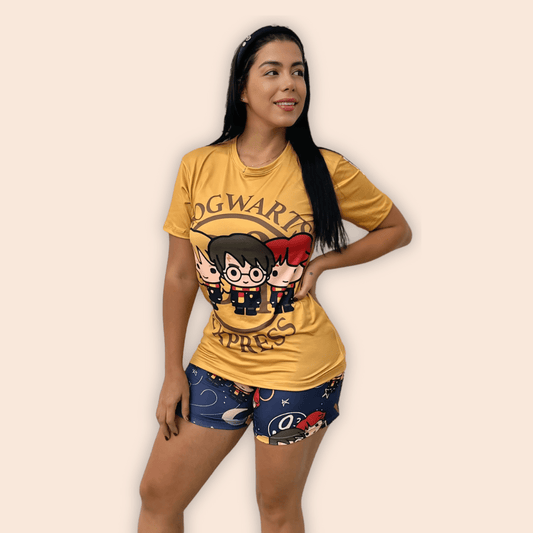 Pijama Dama Short Blusa Oversize Harry Potter Vintage