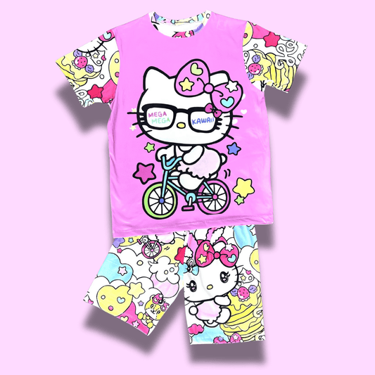 Pijama piel de durazno niña Hello Kitty bicicleta