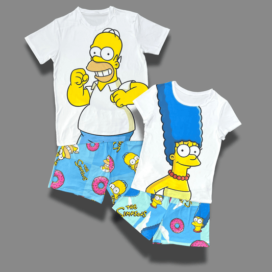 Pijamas de pareja Los Simpsons – Homero y Marge en short cómodo talla única